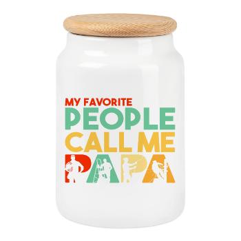 Electrician Papa My Favorite People Call Me Papa - Cookie Jar with Wooden Lid - white - Front
