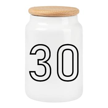 30. 30 ANS. 30e ANNIVERSAIRE. ANNIVERSAIRE 30 ANS. - Boîte à biscuits avec couvercle en bois - blanc - Devant