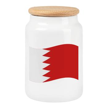 Drapeau de Bahreïn - Boîte à biscuits avec couvercle en bois - blanc - Devant