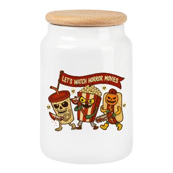 Scary Horror Movie Fans Halloween Horror Movie - Cookie Jar with Wooden Lid - white - Front