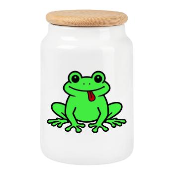 Toad Comic Frog - Cookie Jar with Wooden Lid - white - Front
