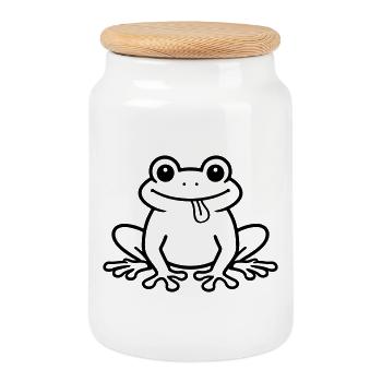 Toad Comic Frog - Cookie Jar with Wooden Lid - white - Front