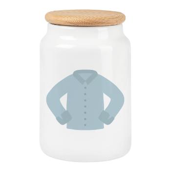 Azure Buttoned Shirt Graphic - Cookie Jar with Wooden Lid - white - Front