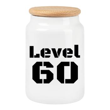 Level 60 - Cookie Jar with Wooden Lid - white - Front