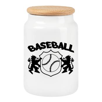 Baseball Logo - Boîte à biscuits avec couvercle en bois - blanc - Devant