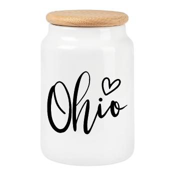 Ohio Heart Women's Love Ohio - Cookie Jar with Wooden Lid - white - Front
