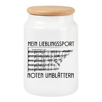 My Favorite Sport Sheet Music Turning Orchestra - Cookie Jar with Wooden Lid - white - Front