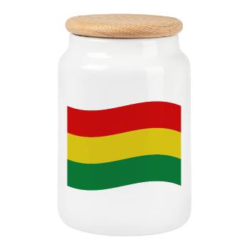 Bolivian flag - Cookie Jar with Wooden Lid - white - Front