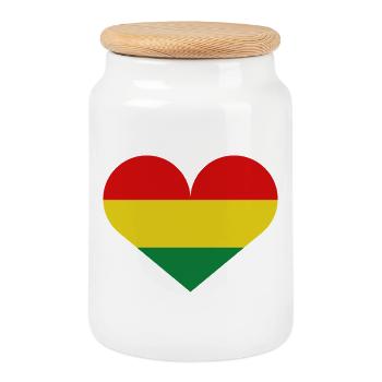 Bolivia heart flag - Cookie Jar with Wooden Lid - white - Front