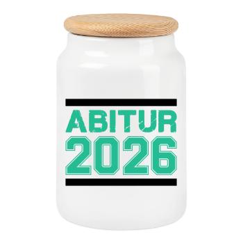 Abitur 2026 Graduation – Rough Finish - Cookie Jar with Wooden Lid - white - Front