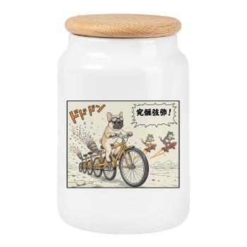 Brigade de Vélos Bulldogs - Boîte à biscuits avec couvercle en bois - blanc - Devant