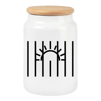 Prison de Sun Behind Baraux - Boîte à biscuits avec couvercle en bois - blanc - Devant