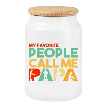 Mes personnes préférées m’appellent Papa Cuisinier - Boîte à biscuits avec couvercle en bois - blanc - Devant