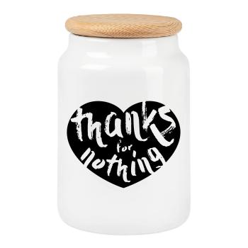 thanks for nothing - Keksdose mit Holzdeckel - Weiß - Vorne