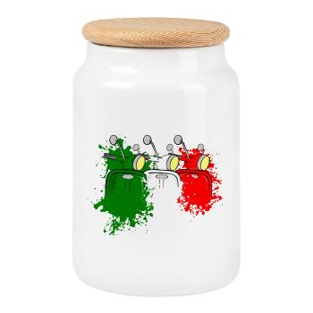 Scooter Italie - Boîte à biscuits avec couvercle en bois - blanc - Devant