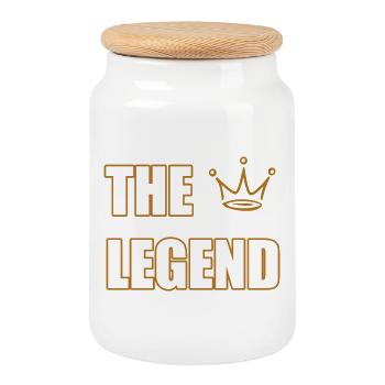 THE LEGEND – Bold Iconic Statement Design - Keksdose mit Holzdeckel - Weiß - Vorne