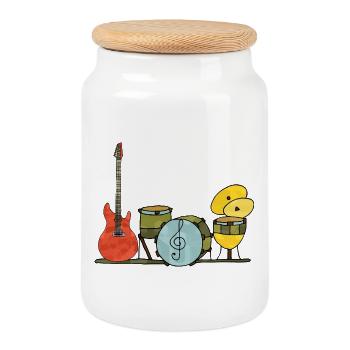 Instruments de musique - Boîte à biscuits avec couvercle en bois - blanc - Devant