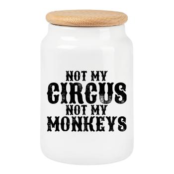 Not my circus, not my monkeys - Cookie Jar with Wooden Lid - white - Front