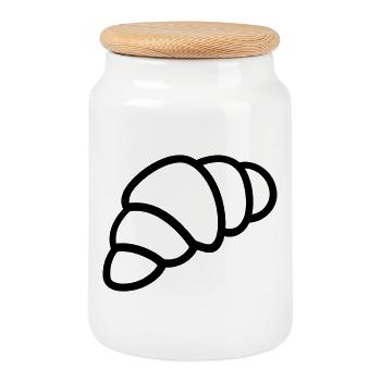 croissant - Boîte à biscuits avec couvercle en bois - blanc - Devant