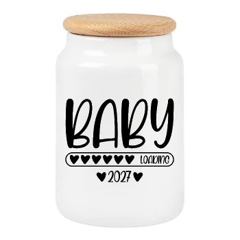 Baby 2027 loading - Cookie Jar with Wooden Lid - white - Front
