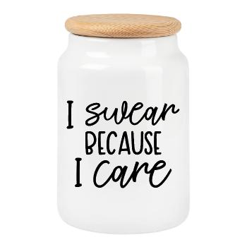 Je jure parce que je tiens à toi Citation drôle - Boîte à biscuits avec couvercle en bois - blanc - Devant