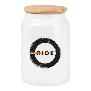 Urban Cycling - Road Art - Cookie Jar with Wooden Lid - white - Front