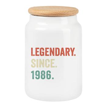 legendary since 1986 - Cookie Jar with Wooden Lid - white - Front