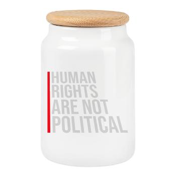 Human Rights Are Not Political Menschenrechte Logo - Cookie Jar with Wooden Lid - white - Front