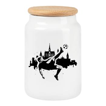 Football overhead kick Cologne - Cookie Jar with Wooden Lid - white - Front