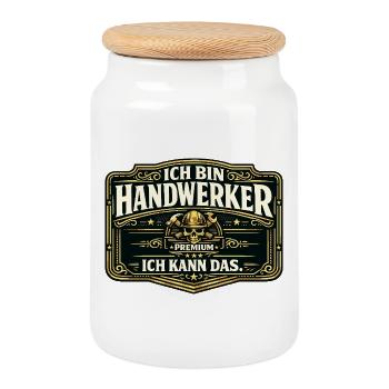 Ich bin Handwerker Premium - Keksdose mit Holzdeckel - Weiß - Vorne