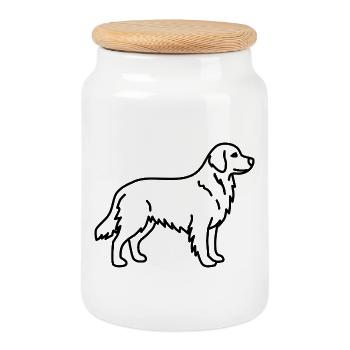 Golden Retriever - Cookie Jar with Wooden Lid - white - Front