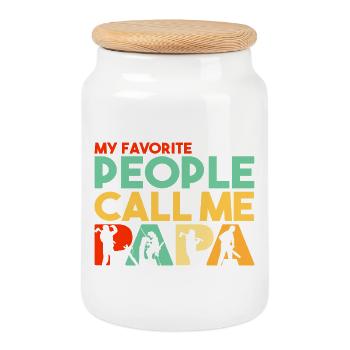 My Favorite People Call Me Papa Logging Worker - Cookie Jar with Wooden Lid - white - Front