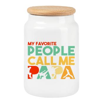 Parkour Papa Traceur Silhouette Retro Sports Art - Cookie Jar with Wooden Lid - white - Front