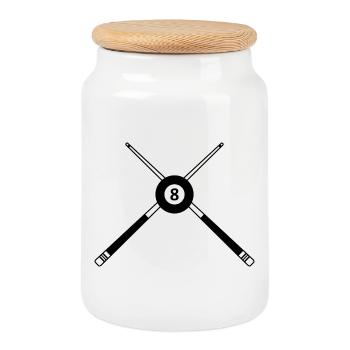 Billes de huit croisées des bâtons de billard - Boîte à biscuits avec couvercle en bois - blanc - Devant