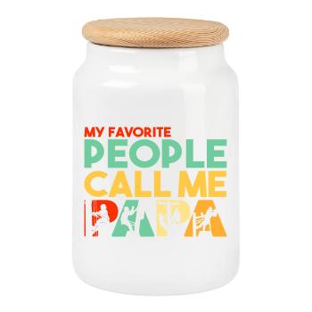 Mes personnes préférées m’appellent Papa Ouvrier de la Ligne - Boîte à biscuits avec couvercle en bois - blanc - Devant