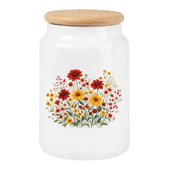 Vintage Flower Women Wildflower Garden Garden - Cookie Jar with Wooden Lid - white - Front
