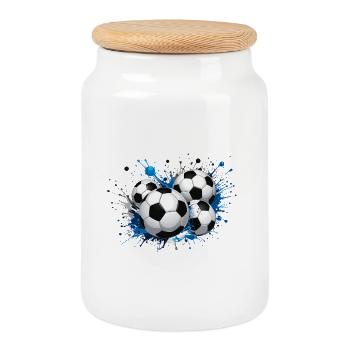 Football design for a major event - Cookie Jar with Wooden Lid - white - Front