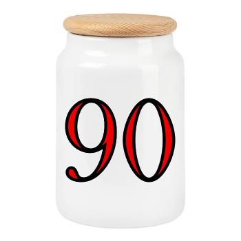 90. 90 ANS. 90e ANNIVERSAIRE. ANNIVERSAIRE 90 ANS. - Boîte à biscuits avec couvercle en bois - blanc - Devant