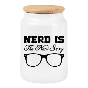 Nerd Is The New Sexy Funny Geek Glasses Art - Keksdose mit Holzdeckel - Weiß - Vorne