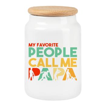 My Favorite People Call Me Papa Steel Worker - Cookie Jar with Wooden Lid - white - Front