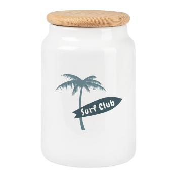 Surf Club Palm Beach Hawaii Surfboard Ocean Vibes - Cookie Jar with Wooden Lid - white - Front