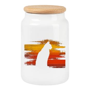 Lynx Cat Wildcat rétro Design Nature Friend - Boîte à biscuits avec couvercle en bois - blanc - Devant