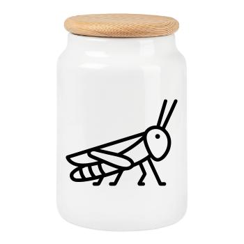sauterelle - Boîte à biscuits avec couvercle en bois - blanc - Devant