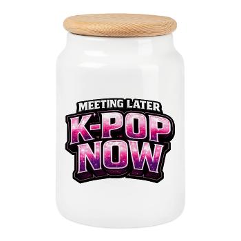Meeting Later K Pop Now - Keksdose mit Holzdeckel - Weiß - Vorne