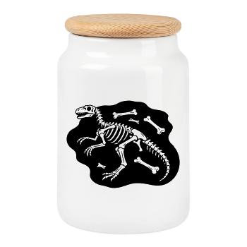 Os de dinosaure - Boîte à biscuits avec couvercle en bois - blanc - Devant