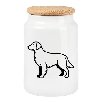 Labrador Retriever Dog Outline - Cookie Jar with Wooden Lid - white - Front
