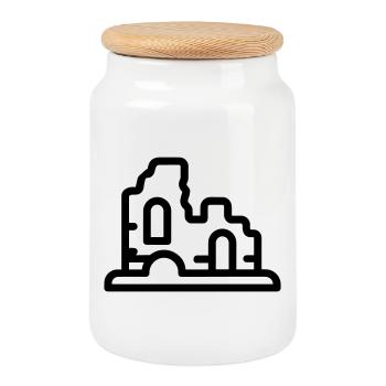 ruines - Boîte à biscuits avec couvercle en bois - blanc - Devant