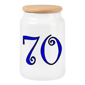 70. 70 YEARS. 70th ANNIVERSARY. 70 YEARS ANNIVERSARY. - Cookie Jar with Wooden Lid - white - Front