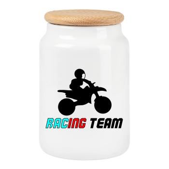 Racing Neon Typo Sprint - Keksdose mit Holzdeckel - Weiß - Vorne