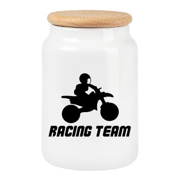 Racing Team - Cookie Jar with Wooden Lid - white - Front